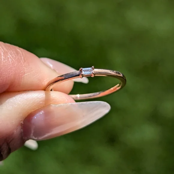 14K Rose Gold 1 Baguette Diamond Band